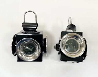 Kutschlampen Spezial schwarz/chrom 11,5x27cm Paar