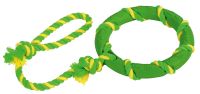 Ring am Seil, grün-gelb, 47cm Vollgummi/Baumwolle